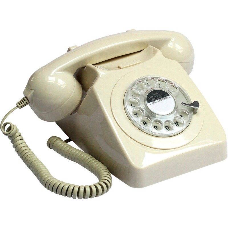 TELEFONO VINTAGE 70s GIRATORIO BEIGE 21x16x14cm
