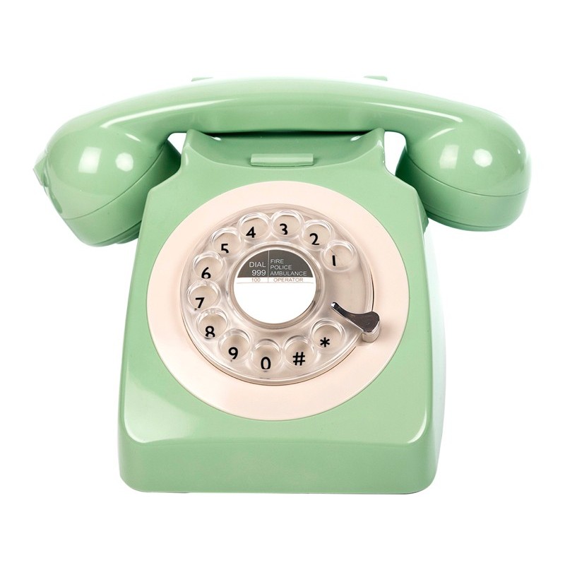 TELEFONO VINTAGE 70s GIRATORIO VERDE 21x16x14cm