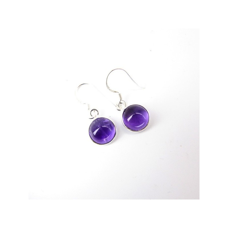 Pendientes de Amatista Circulo Liso Pequeño - Plata de Ley 925