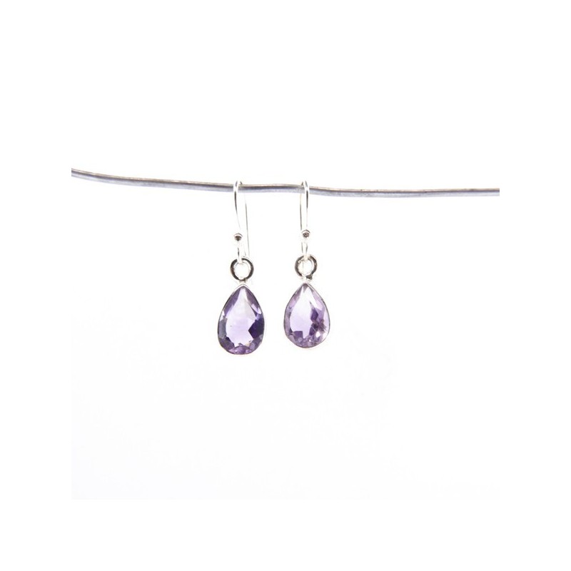 Pendientes de Amatista Lagrima Facetada Pequeña - Plata de Ley 925