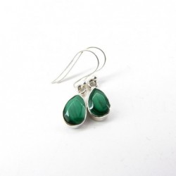 Pendientes de Malaquita Lagrima Facetada Pequeña - Plata de Ley 925