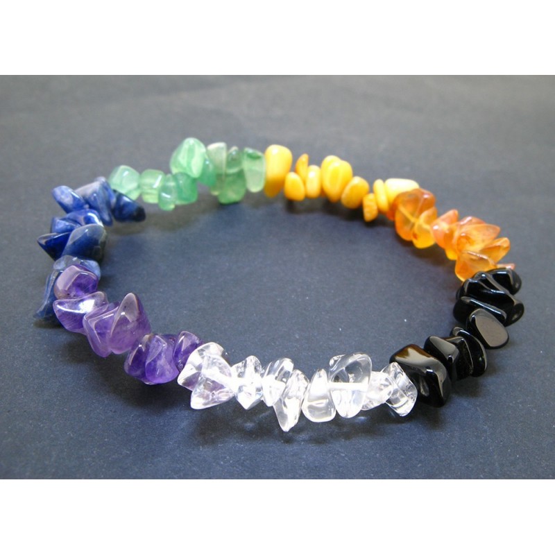 Pulsera elastica con las piedras que simbolizan los siete Chakras