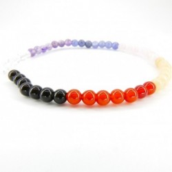 Pulsera Chakras con Cuarzo Rosa Bola Lisa 4mm -2-
