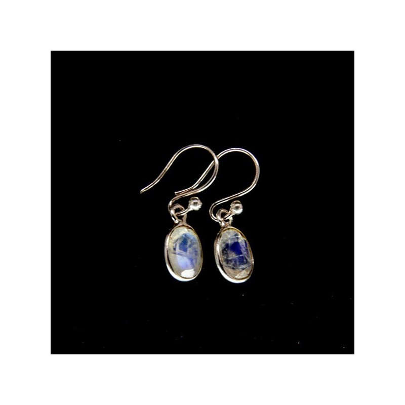 Pendientes de Piedra Luna Ovalo Facetado Mini - Plata de Ley 925