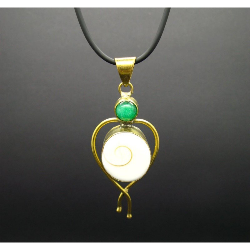 Colgante de Bronce con Caracol y Aventurina -93-