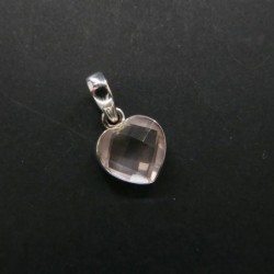 Colgante de Cuarzo Rosa Corazn Facetado -Plata de Ley 925-