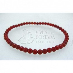 Pulsera Elastica Bolas de Cornalina de 4 mm