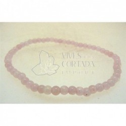 Pulsera Elastica Bolas de Cuarzo Rosa de 4 mm