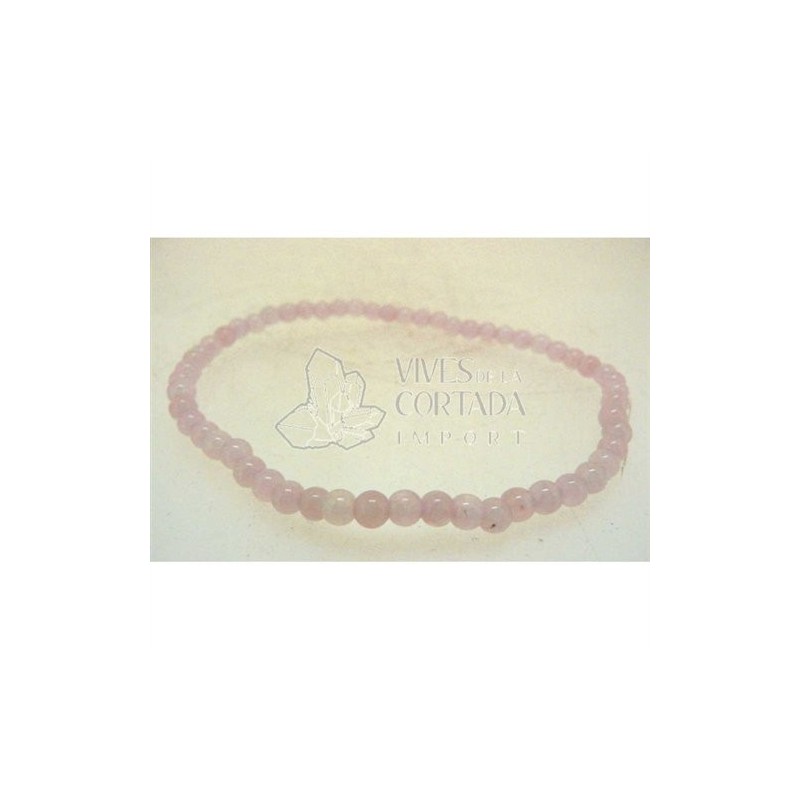 Pulsera Elastica Bolas de Cuarzo Rosa de 4 mm