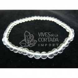 Pulsera Elastica Bolas de Cuarzo Blanco de 4 mm