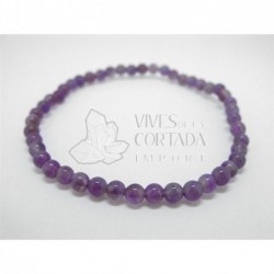 Pulsera Elastica Bolas de Amatista de 4 mm