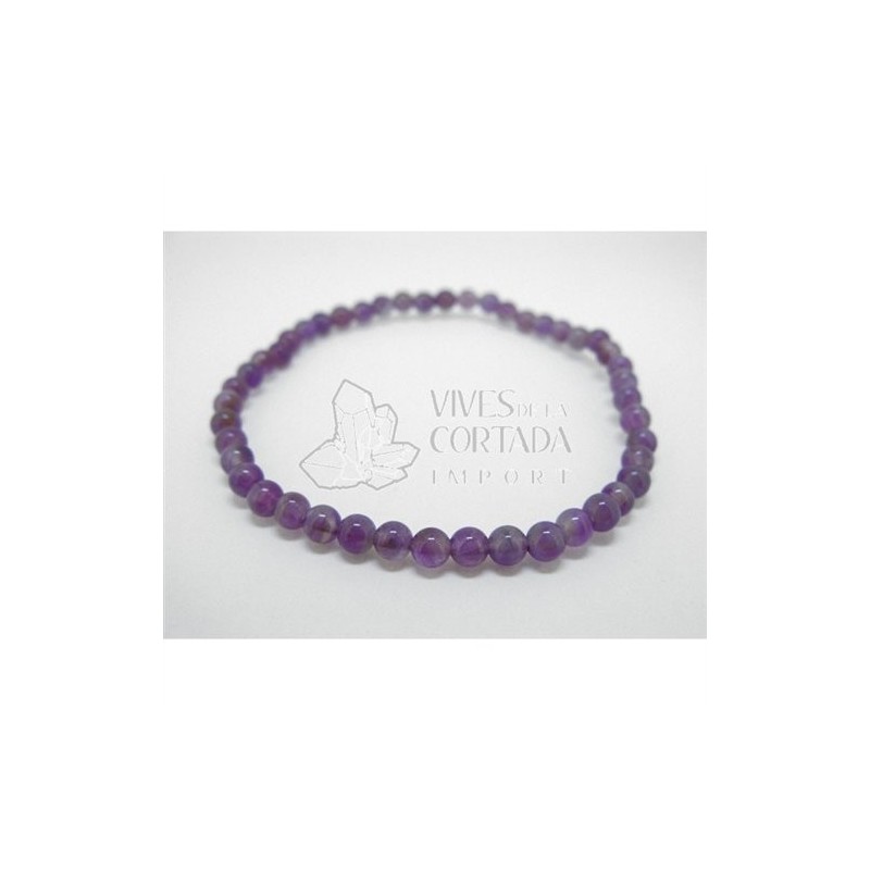 Pulsera Elastica Bolas de Amatista de 4 mm