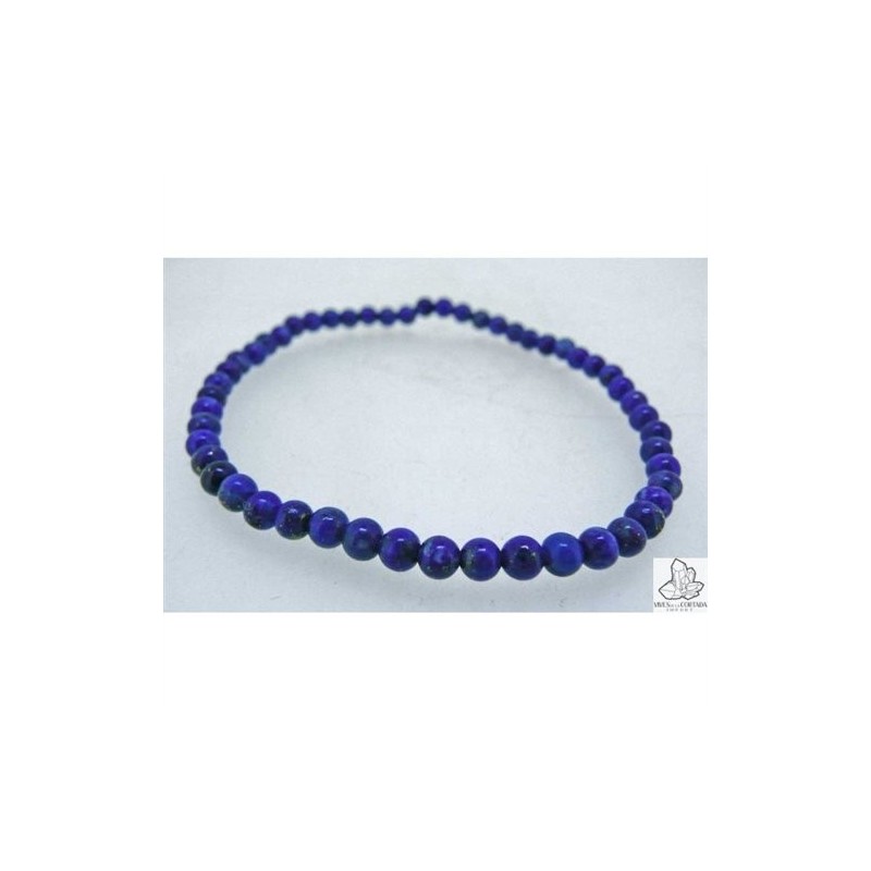 Pulsera elastica de bolas de Lapislazuli de 4mm.