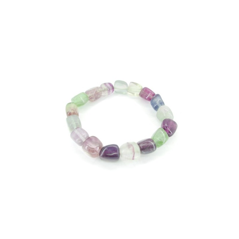 Pulsera Rodado  de Fluorita Arco Iris