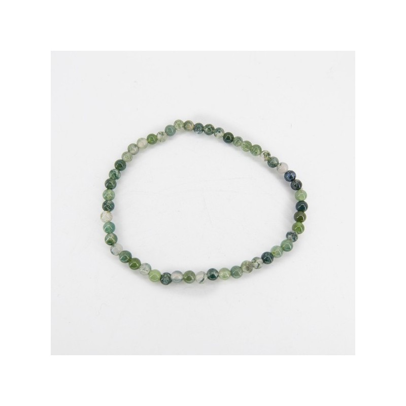 Pulsera de Agata Musgosa Bola Lisa 4mm