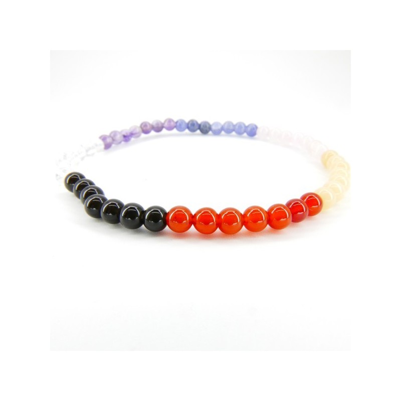 Pulsera Chakras con onix Bola Lisa 4mm -2-
