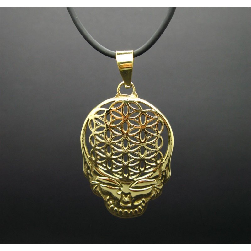 Colgante Calavera con Flor de la Vida de Bronce -95-