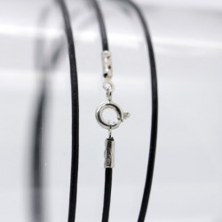 Hilo de Cuero Negro Fino 45cm con Cierre - Plata de Ley 925