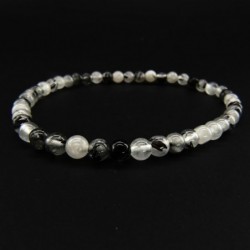 Pulsera de Cuarzo Turmalinado Bola Lisa 4mm