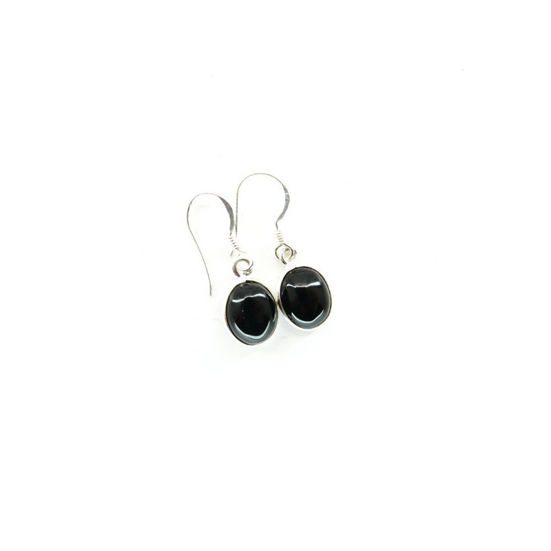 Pendientes de onix ovalo Liso Pequeño - Plata de Ley 925