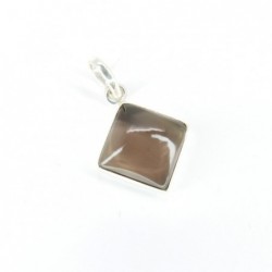 Colgante de Cuarzo Ahumado Cubo Grande - Plata de Ley 925
