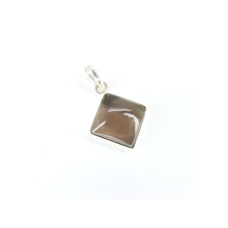 Colgante de Cuarzo Ahumado Cubo Grande - Plata de Ley 925