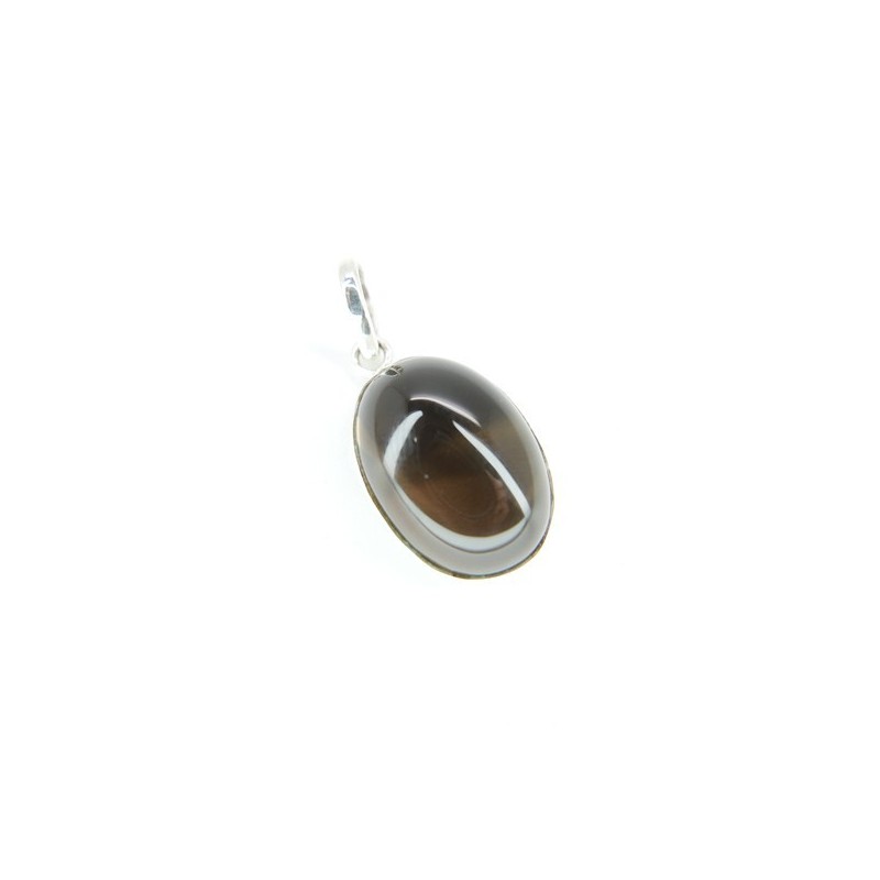 Colgante de Cuarzo Ahumado ovalo Grande - Plata de Ley 925