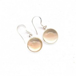 Pendientes de Citrino Circulo Liso Grande  - Plata de Ley 925