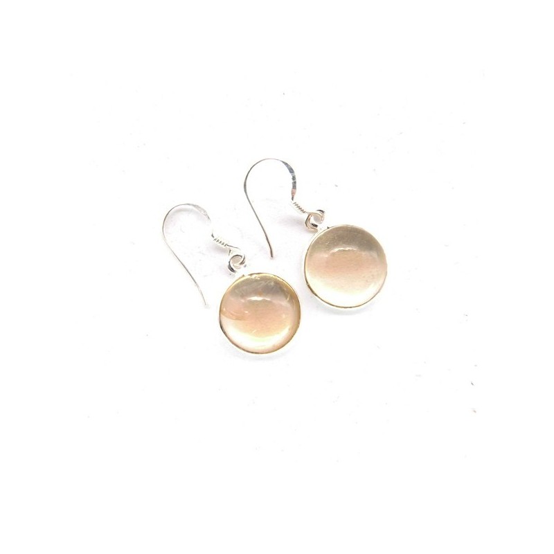 Pendientes de Citrino Circulo Liso Grande  - Plata de Ley 925
