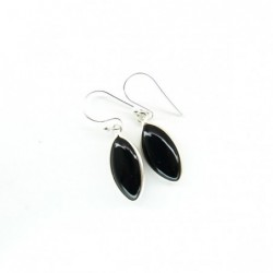 Pendientes de onix Ojo Liso Grande  - Plata de Ley 925