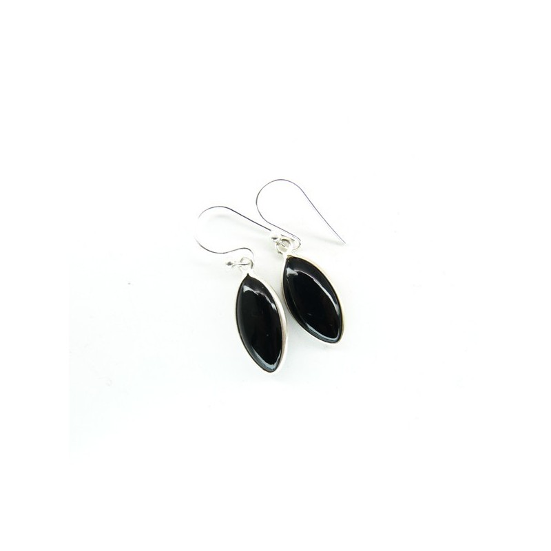 Pendientes de onix Ojo Liso Grande  - Plata de Ley 925