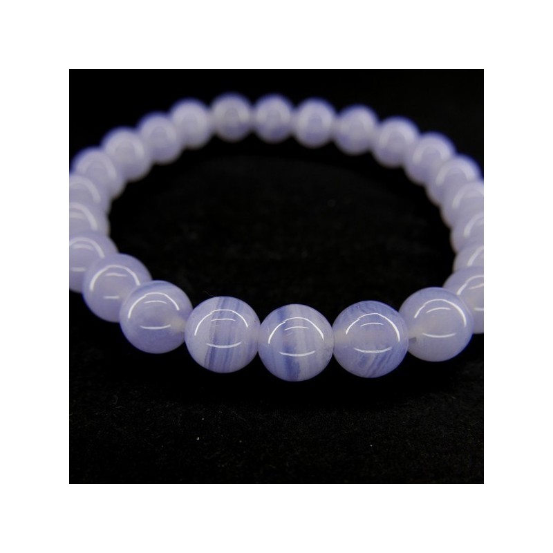 Pulsera de Calcedonia Azul Bola Lisa 8mm