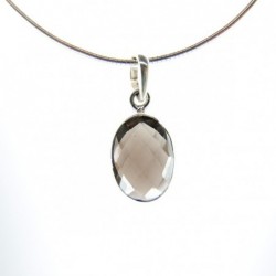 Colgante de Cuarzo Ahumado ovalo Facetado - Plata de Ley 925