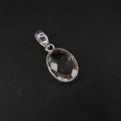 Colgante de Cuarzo Blanco ovalo Facetado - Plata de Ley 925