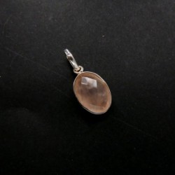 Colgante de Cuarzo Rosa ovalo Facetado - Plata de Ley 925