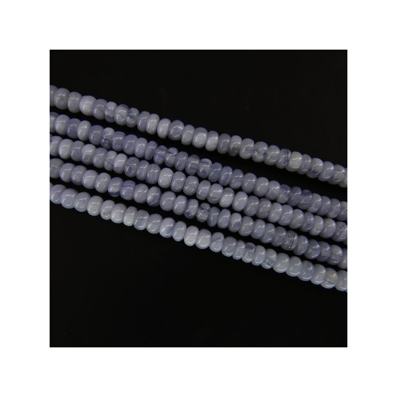Hilo de Calcedonia Azul Disco Liso Redondo 4x5mm