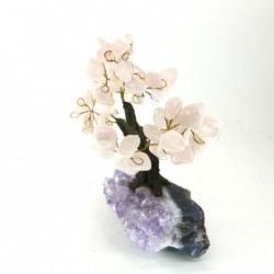 Arbol de Cuarzo Rosa Pequeño con Base de Drusa