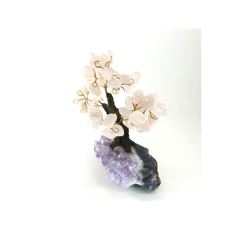 Arbol de Cuarzo Rosa Pequeño con Base de Drusa