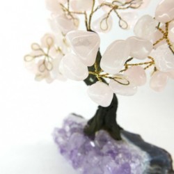 Arbol de Cuarzo Rosa Grande con Base de Drusa