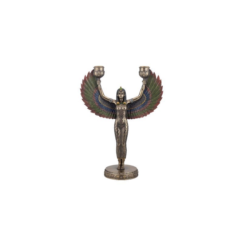 Figura Resina Diosa Egipcia con Candelabro 30 cm