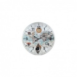 Reloj Pared Mapamundi con Pendulo 58 cm