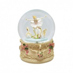 BOLA MUSICAL BAILARINA BCA C/CISNES H:16CM INT.ROT