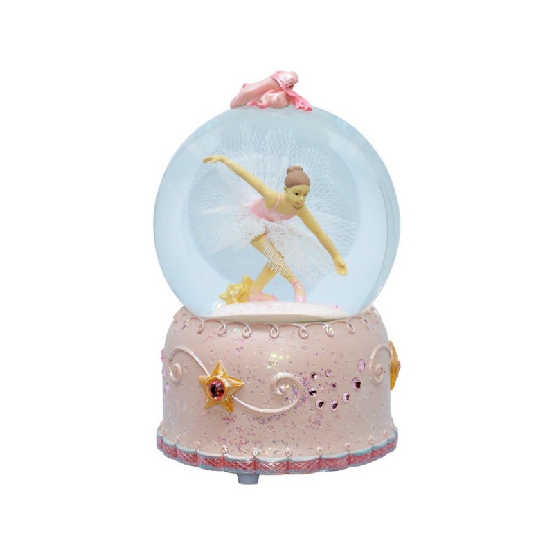 BOLA MUSICAL BAILARINA ROSA C/TUTÚ H:16CM INT.ROT.