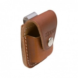 FUNDA ZIPPO PIEL MARRÓN CLIP