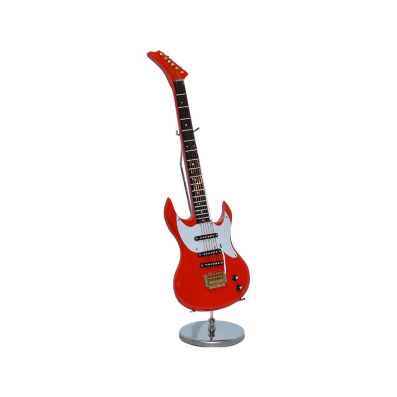 GUITARRA ELECTRICA ROJA MADERA C/STAND H:20CM