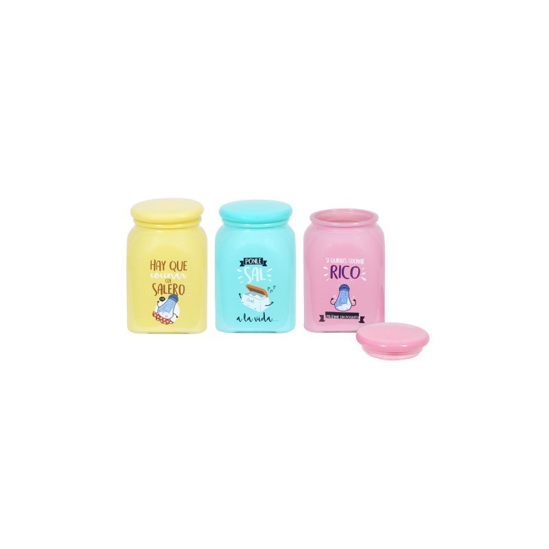 Bote Cocina x3 Colores Cristal 15 cm