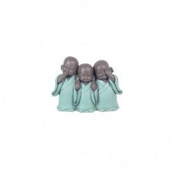 Figura Decorativa 3 Budas Resina 14 cm