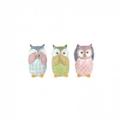 Figura Decorativa x3 Buho Resina No ve No Oye No Habla 17 cm