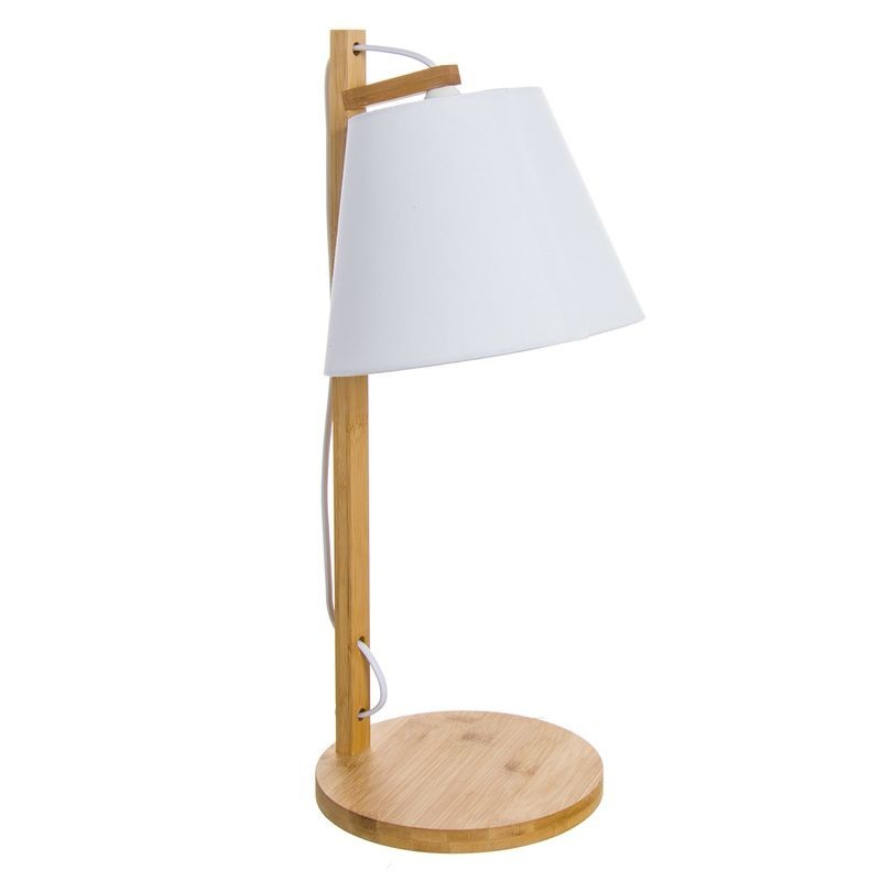 Lampara de Mesa Madera Blanca 40 cm