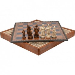Juego Ajedrez Medieval + Backgammon Piel 28 cm